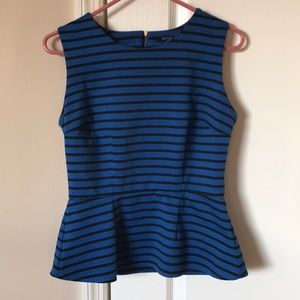 Black & blue striped peplum top